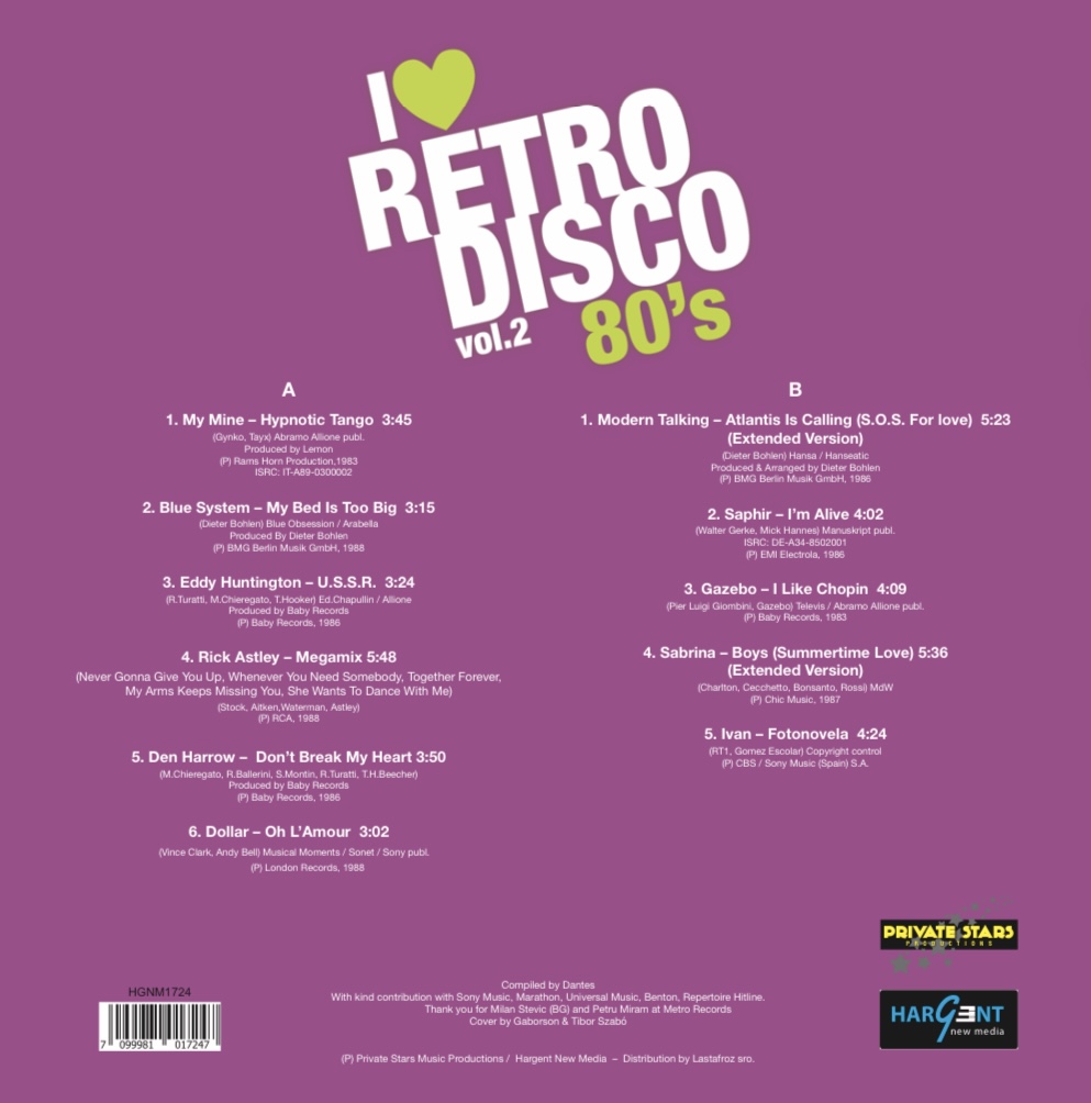 I LOVE RETRO DISCO 80's Vol.2 (compilation) - NEW RELEASE - PRE-ORDER! - Image 2